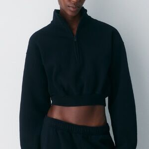 TNA Black Cropped 1/2 Zip